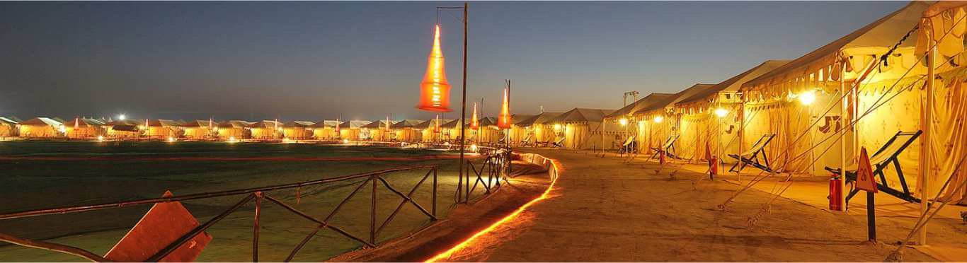 GLIMPSE OF WHITE RANN VIJAY VILAS PALACE AND TENT CITY OF RANN UTSAV